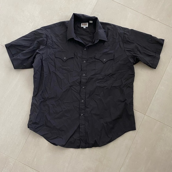 Ely Cattleman Tops - Vintage Black Western Button Up XXL